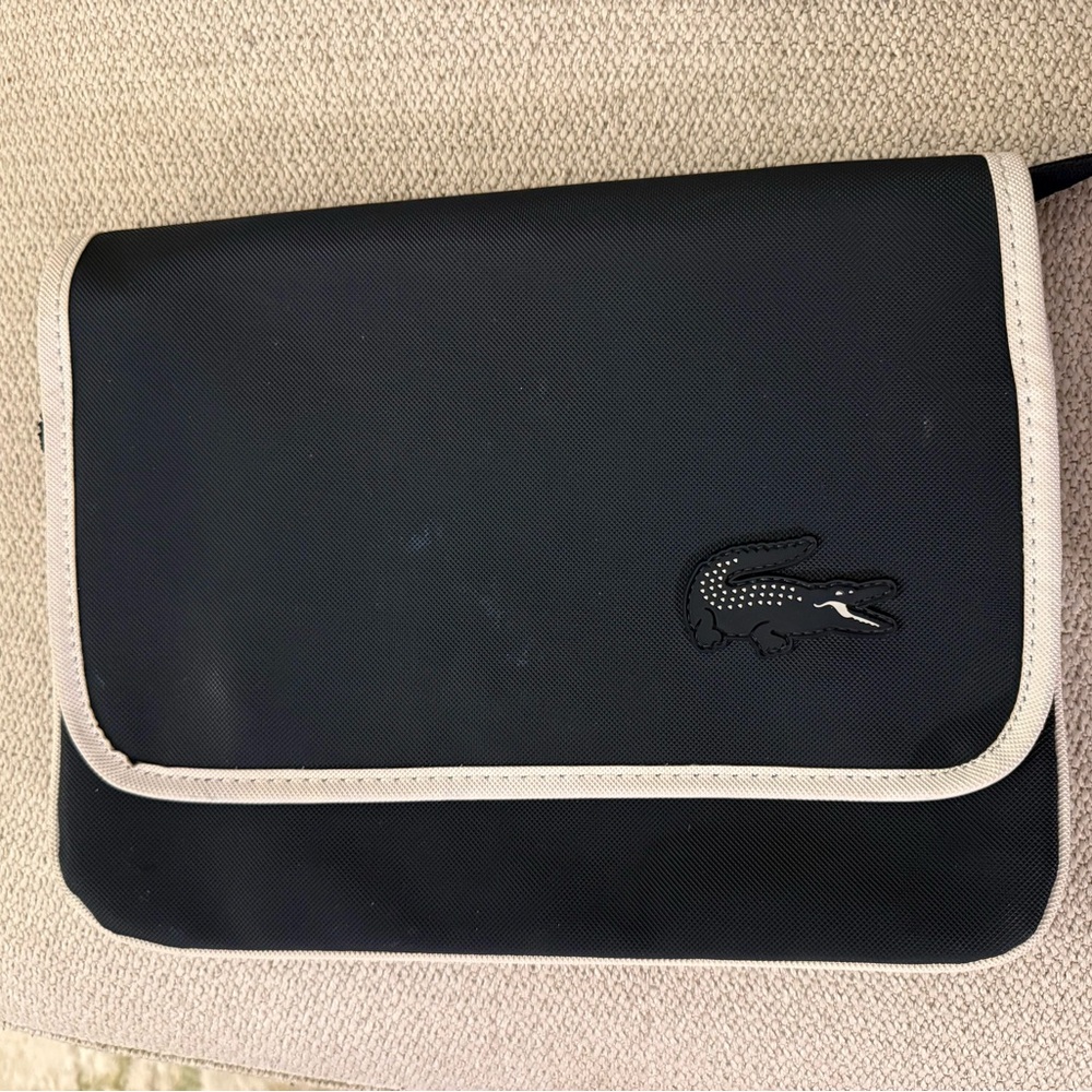 Lacoste Black and Cream Messenger Bag (No Strap)